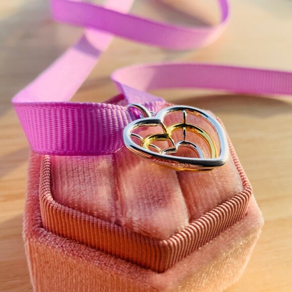 Tous 3D Wired Heart Pendant Silver Gold - Picture 4 of 14